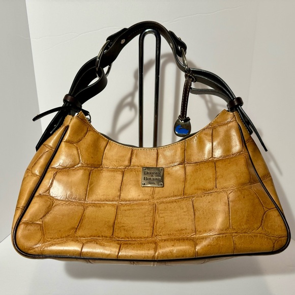 VTG Dooney & Bourke Crocodile shoulder bag with blue bag charm - Picture 1 of 7